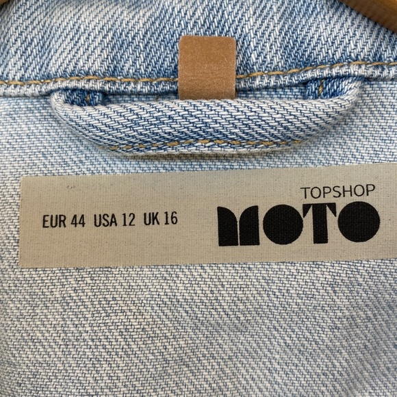 TopShop Moto Light Blue Denim Jacket 12 US - Picture 3 of 14